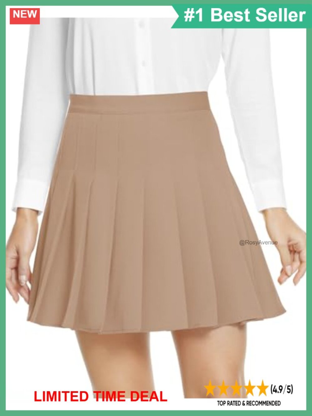 High Waisted Pleated Mini Skirt Polyester Blend Flared Uniform Style
